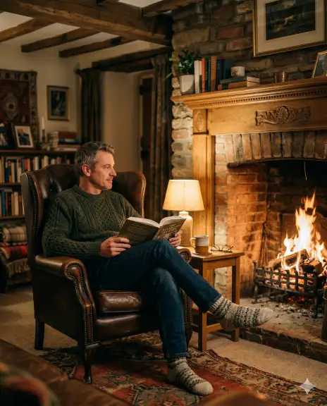 24. Cozy Fireplace Evening