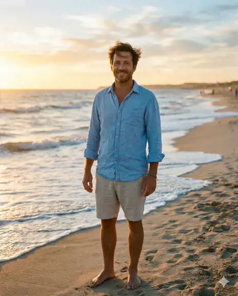 4. Golden Hour Beach Portrait