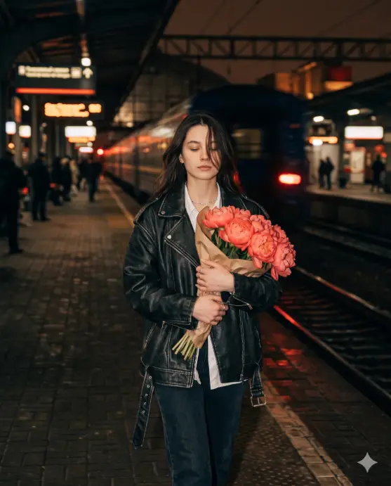 Night Walk with Flowers and Motion Blur