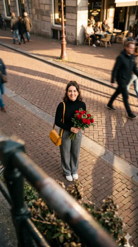 Overhead Street Shot with Roses