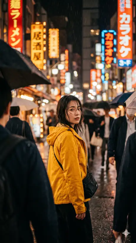 Rain-Soaked Street at Night
