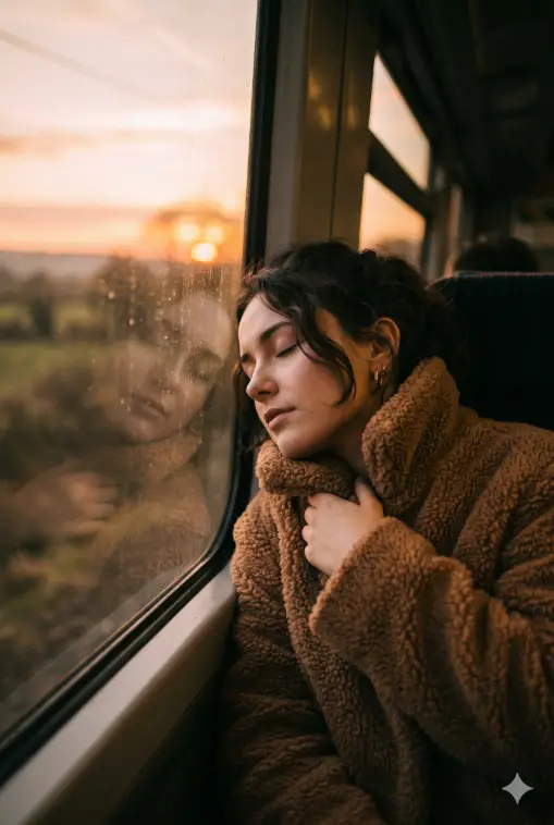 Golden Light Through a Train Window