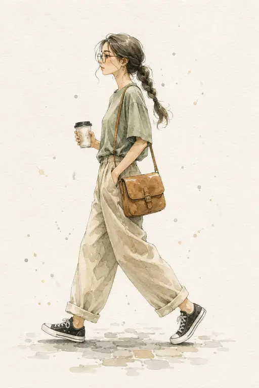 Girl Walking with Coffee
