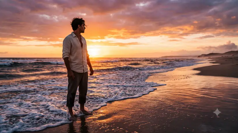 10. Beach Sunset Silhouette Portrait