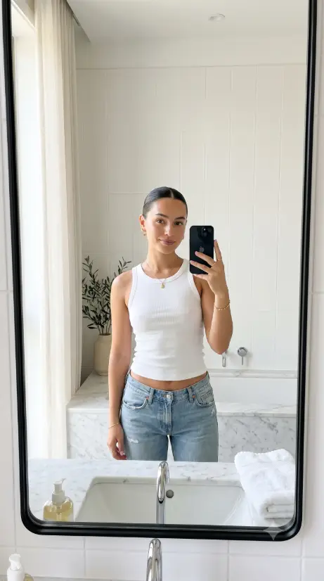 6. Clean Girl Minimalist Mirror Portrait