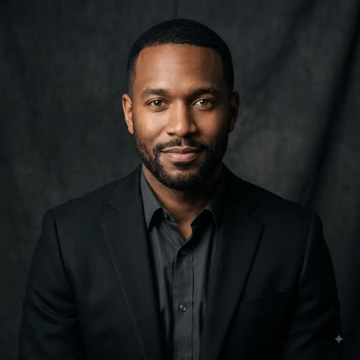 Confident Dark Backdrop Portrait