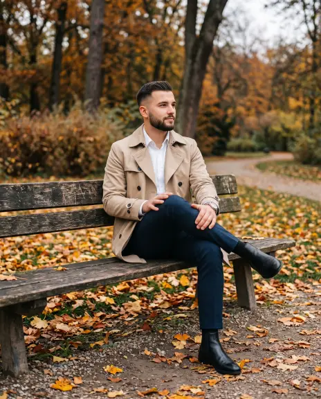 Trench Coat on a Park Bench
