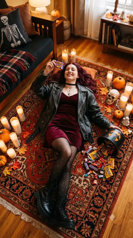 3. Halloween Candy Night on the Living Room Floor