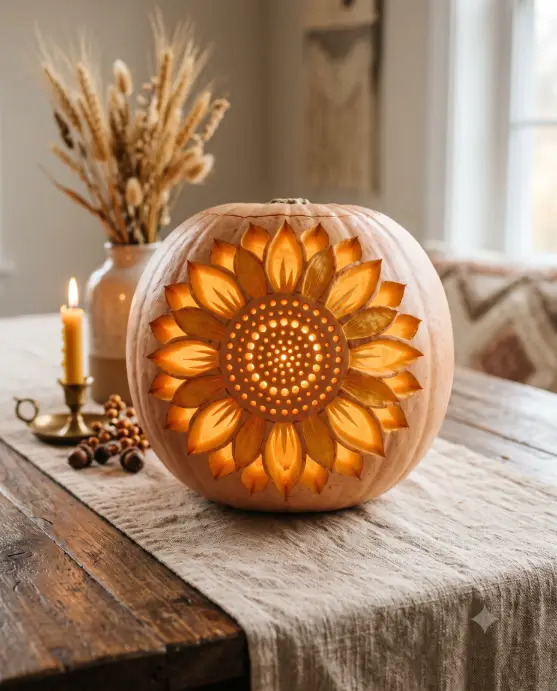 Sunflower Mandala Carving