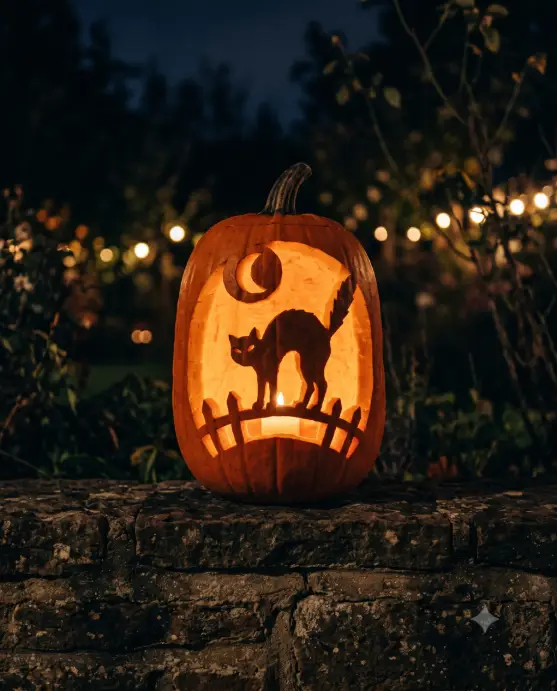Black Cat Silhouette Carving