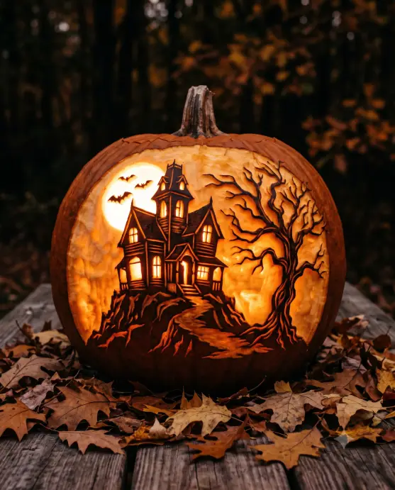 Haunted House Scene Carving