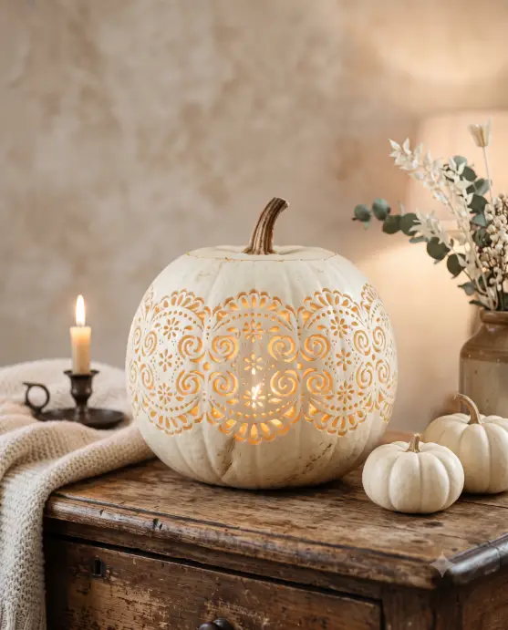 Lace Pattern White Pumpkin