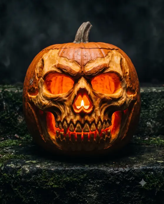 Grinning Skull Carving