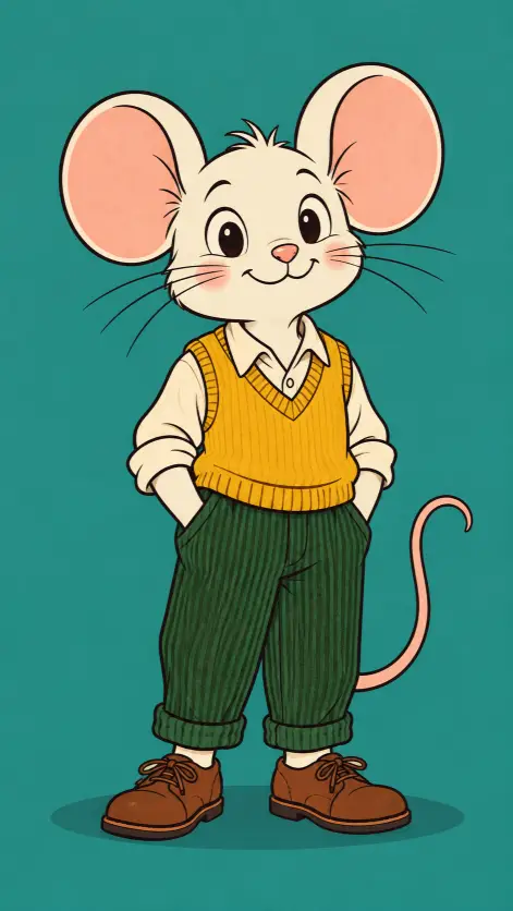 Retro Cartoon Mouse in a Cozy Vest