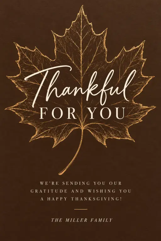 1. Gold Line Art Leaf Card