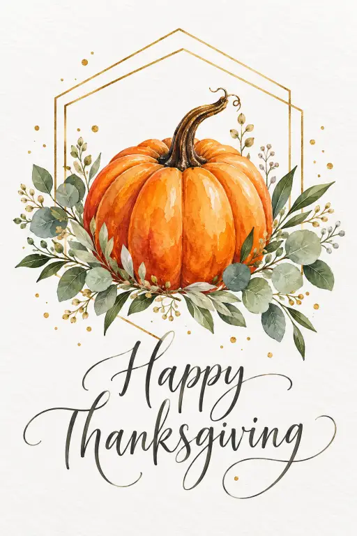 11. Watercolor Pumpkin in a Gold Frame
