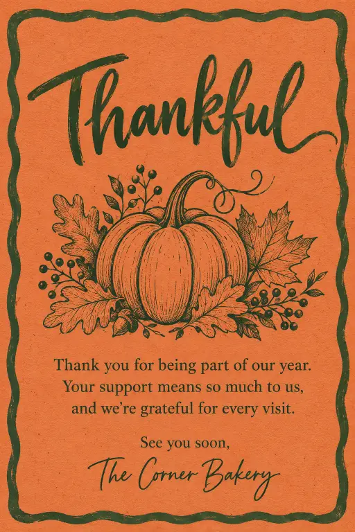 3. Rustic Terracotta Thank You Card
