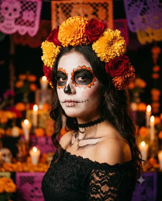Classic Catrina With a Marigold Crown