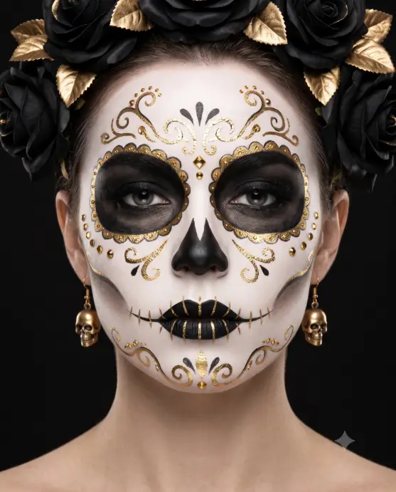 Sugar Skull Glam With Gold Details