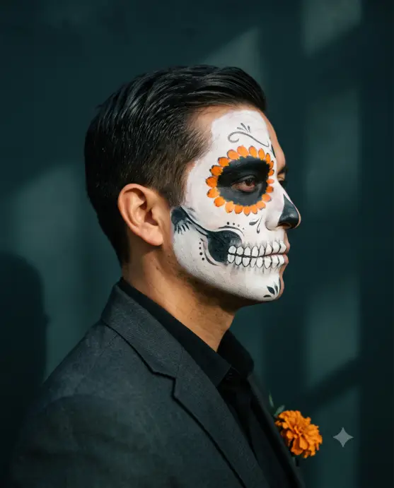 Half Face Paint Profile Shot